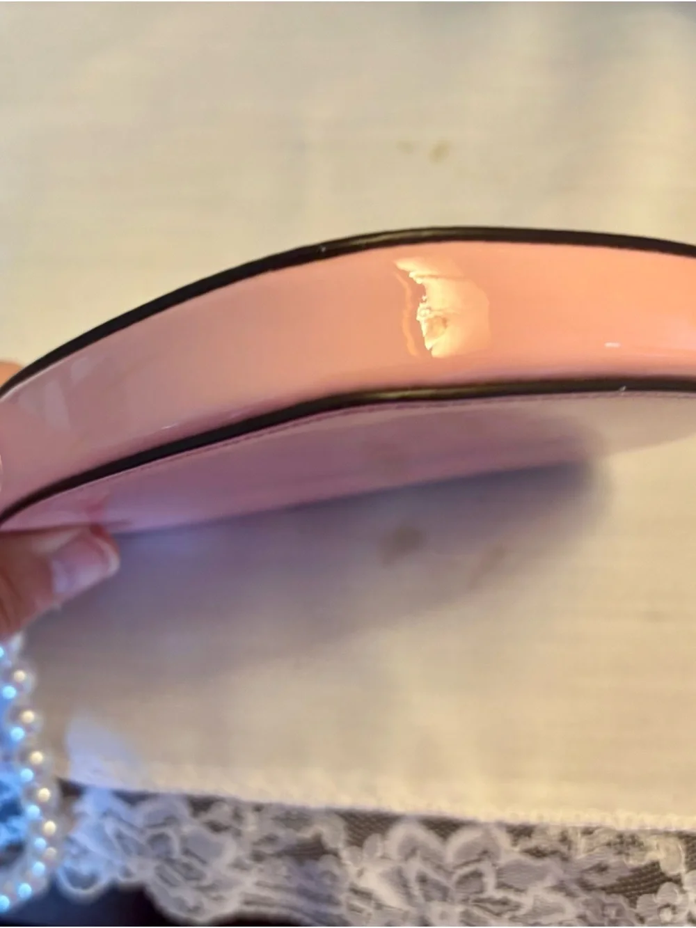 kate spade Pink Heart Wristlet with Pearl Strap